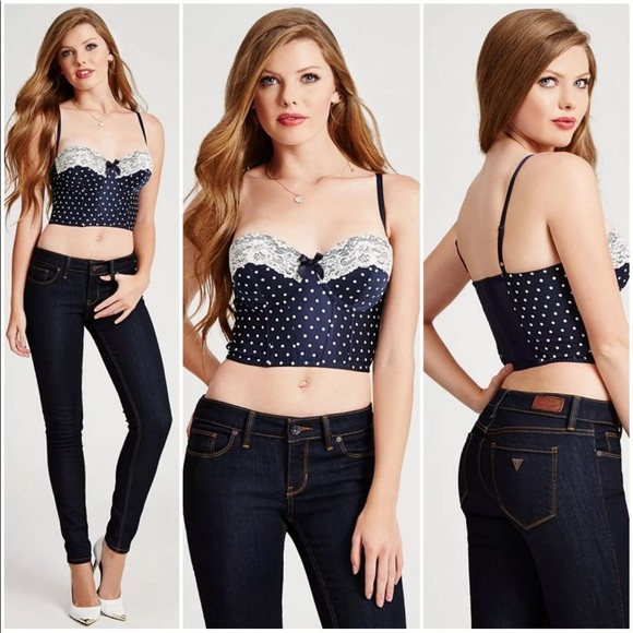 New Guess SET ME UP POLKA-DOT BUSTIER S - Picture 2 of 4